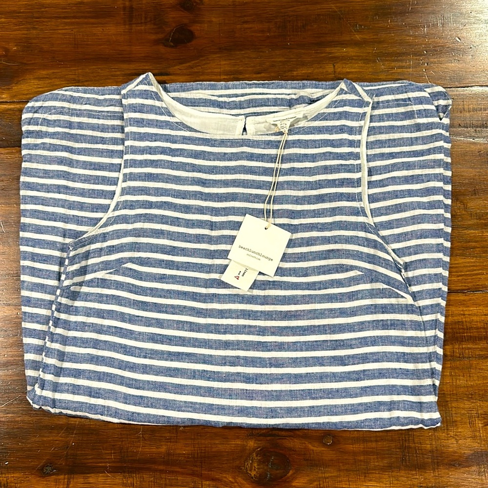 Nordstrom Beach lunch Lounge Blue Stripe Cover up Size Small